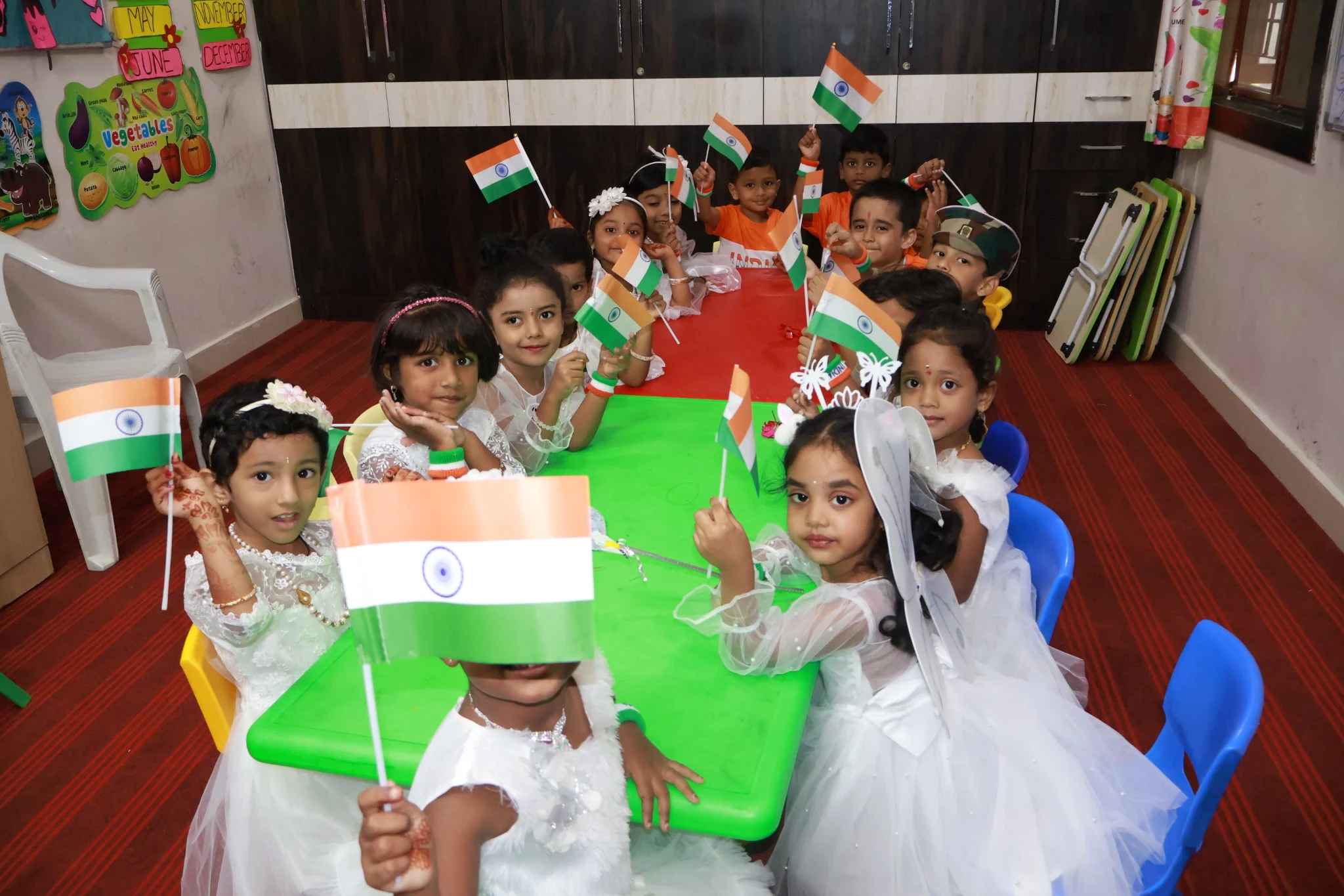 Children doing creative art at preschool